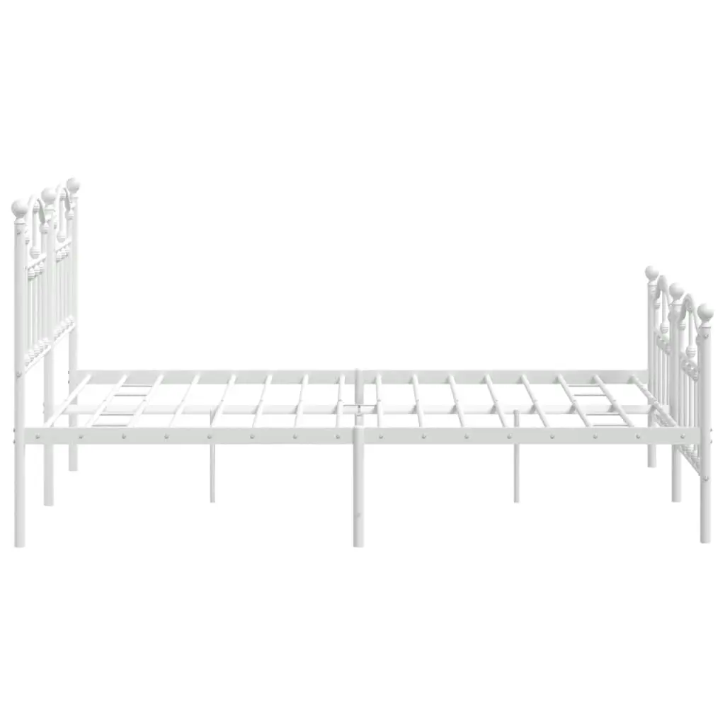 Metal Bed Frame with Headboard and Footboard White 153x203 cm Queen 353508