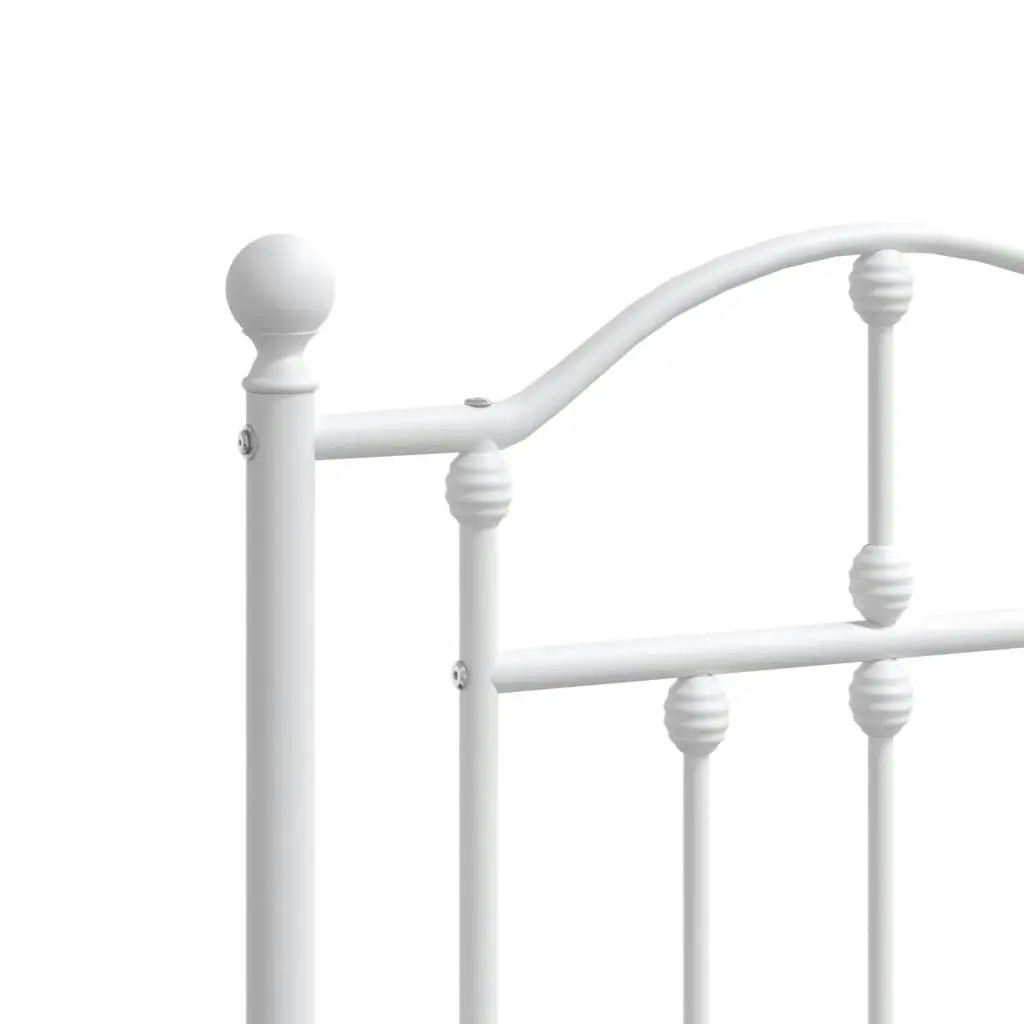 Metal Bed Frame with Headboard and Footboard White 153x203 cm Queen 353508