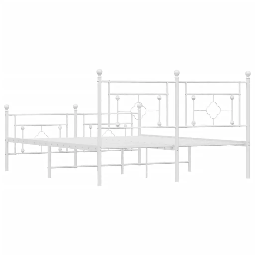 Metal Bed Frame without Mattress with Footboard White 150x200 cm 374408