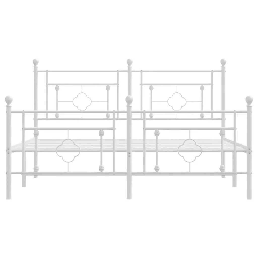 Metal Bed Frame without Mattress with Footboard White 150x200 cm 374408