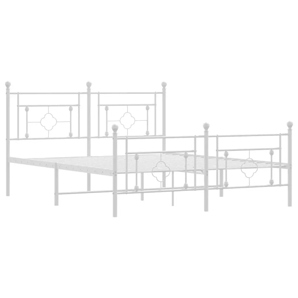 Metal Bed Frame without Mattress with Footboard White 150x200 cm 374408