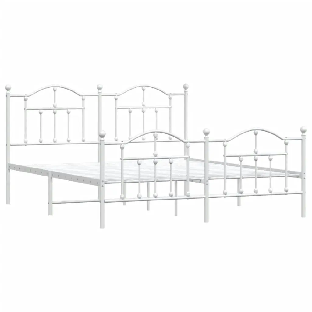 Metal Bed Frame with Headboard and Footboard White 183x203 cm King 353510