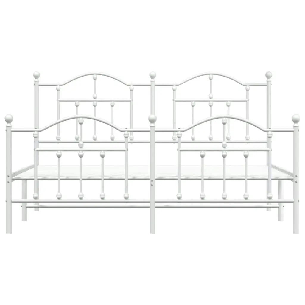 Metal Bed Frame with Headboard and Footboard White 183x203 cm King 353510