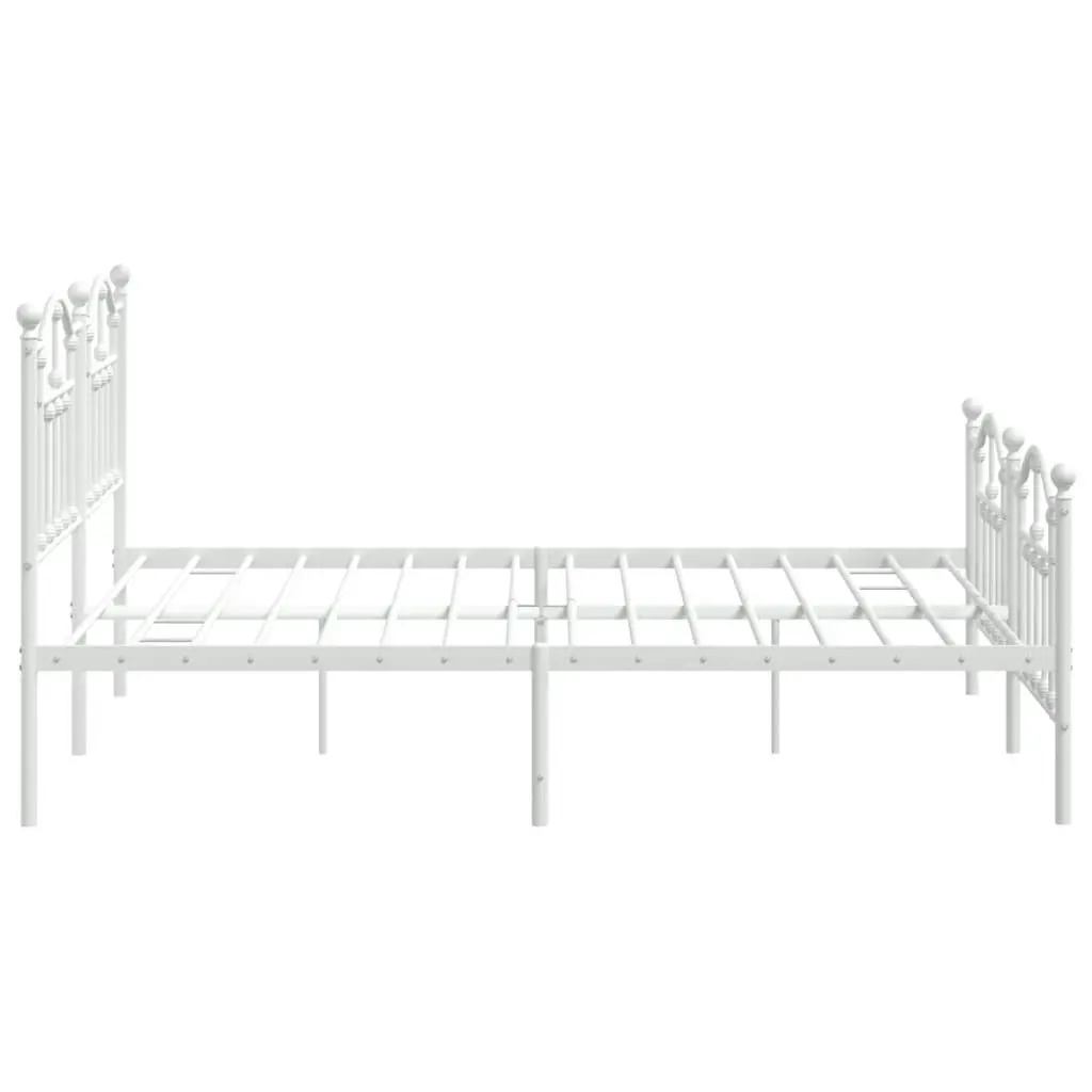 Metal Bed Frame with Headboard and Footboard White 183x203 cm King 353510