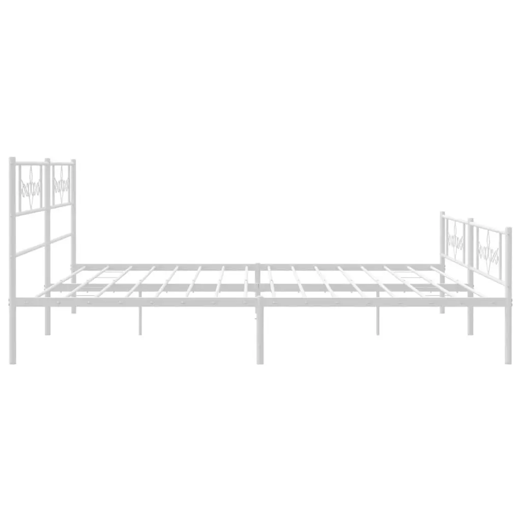 Metal Bed Frame with Headboard and Footboard White 183x203 cm King Size 355338