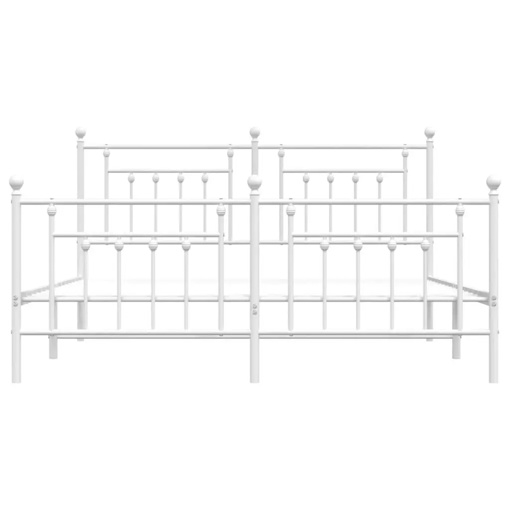 Metal Bed Frame with Headboard and Footboard White 183x203 cm King Size 353608