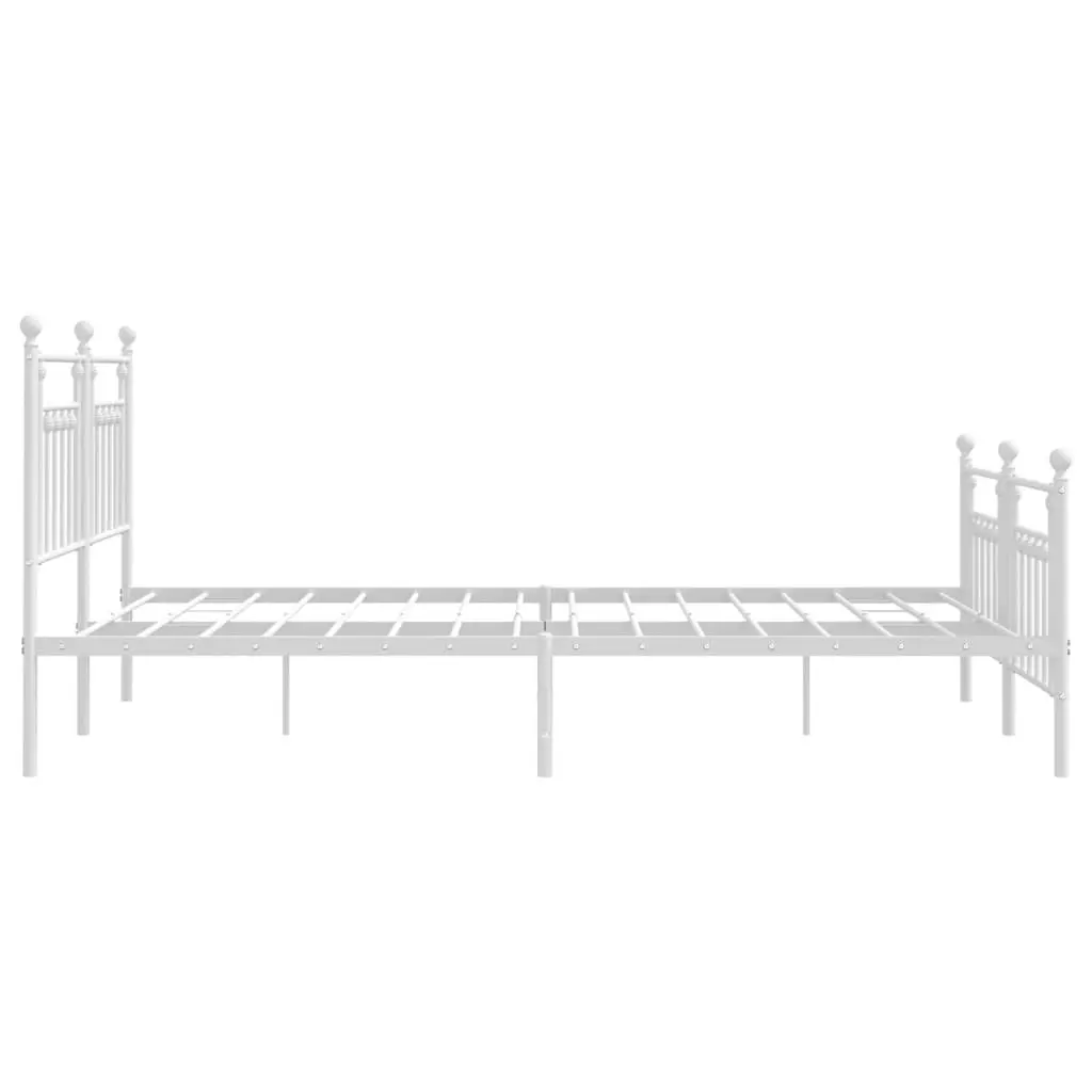 Metal Bed Frame with Headboard and Footboard White 183x203 cm King Size 353608