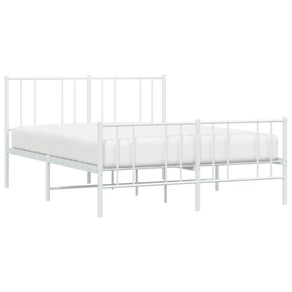 Metal Bed Frame with Headboard and Footboard White 153x203 cm Queen Size 352549