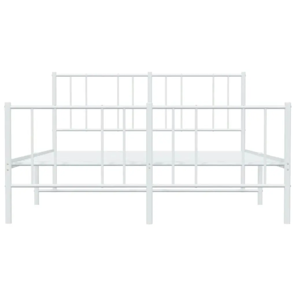 Metal Bed Frame with Headboard and Footboard White 153x203 cm Queen Size 352549