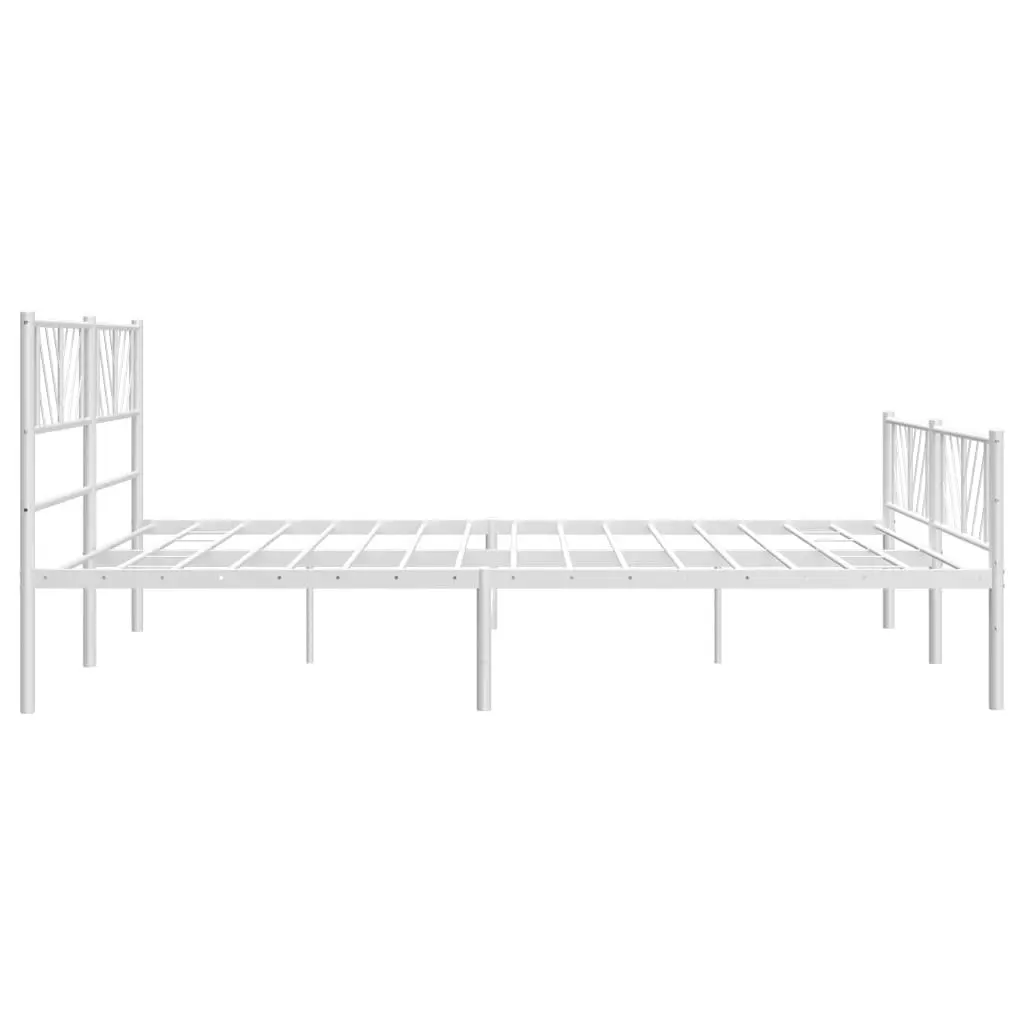 Metal Bed Frame with Headboard and Footboard White 183x203 cm King Size 372250