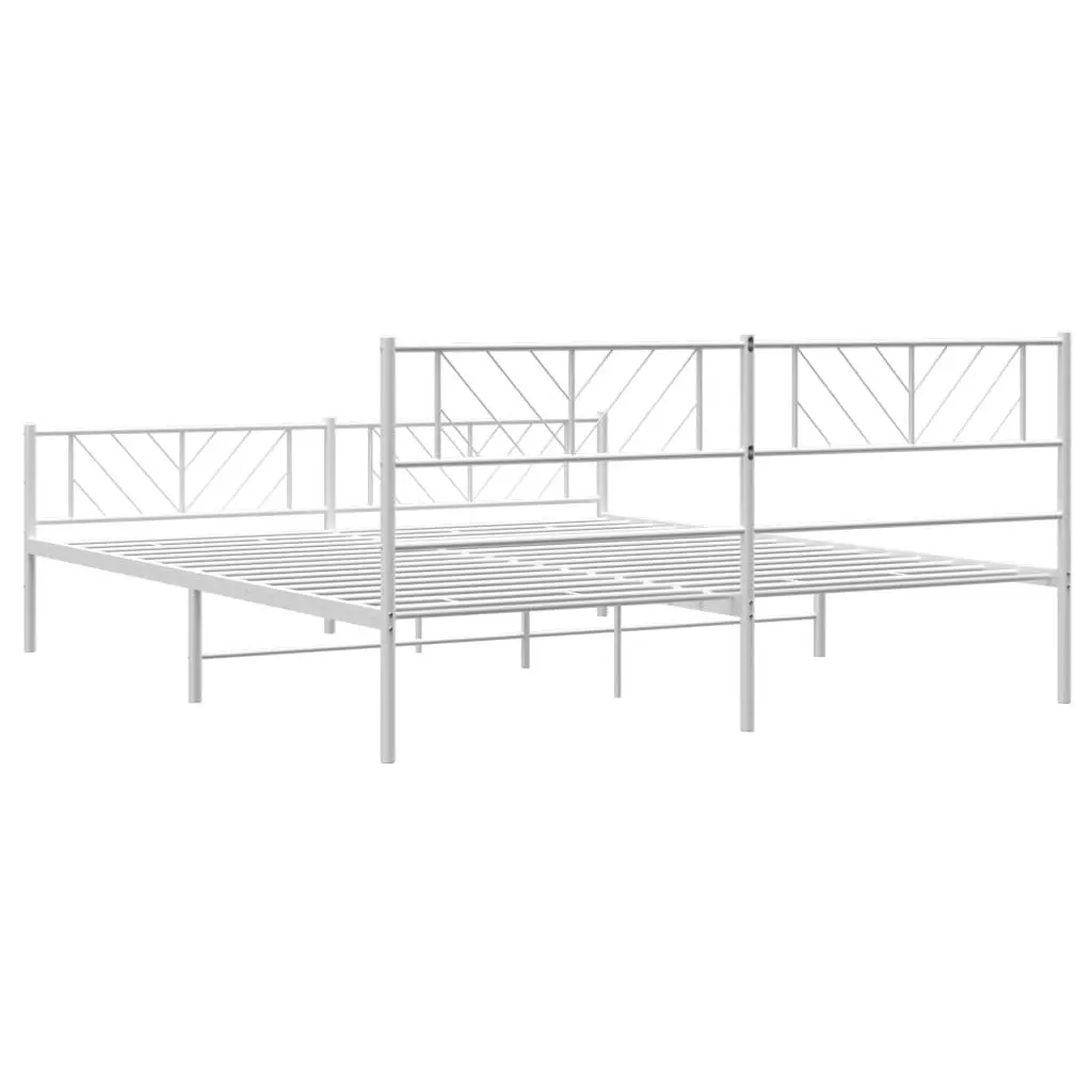 Metal Bed Frame with Headboard and Footboard White 183x203 cm King Size 372250