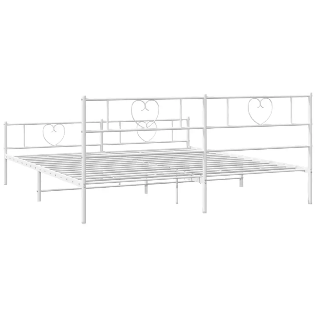 Metal Bed Frame with Headboard and Footboard White 183x203 cm King Size 355534