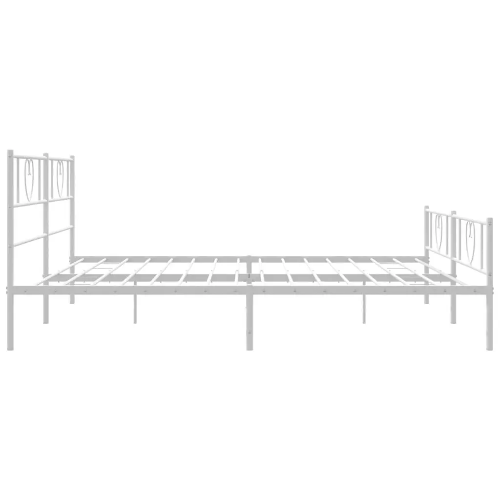 Metal Bed Frame with Headboard and Footboard White 183x203 cm King Size 355534