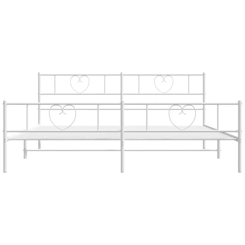 Metal Bed Frame with Headboard and Footboard White 183x203 cm King Size 355534