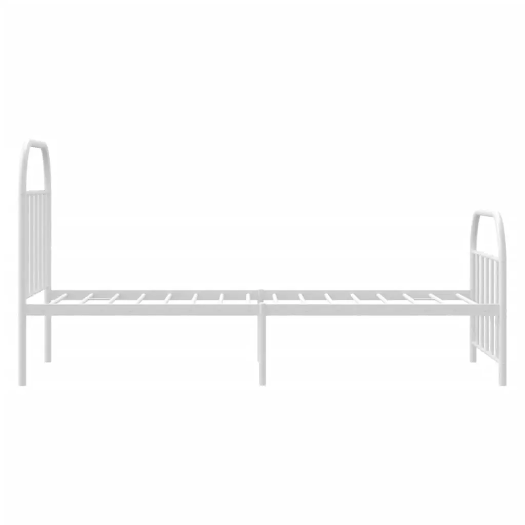 Metal Bed Frame with Headboard and Footboard White 92x187 cm Single Size 353694