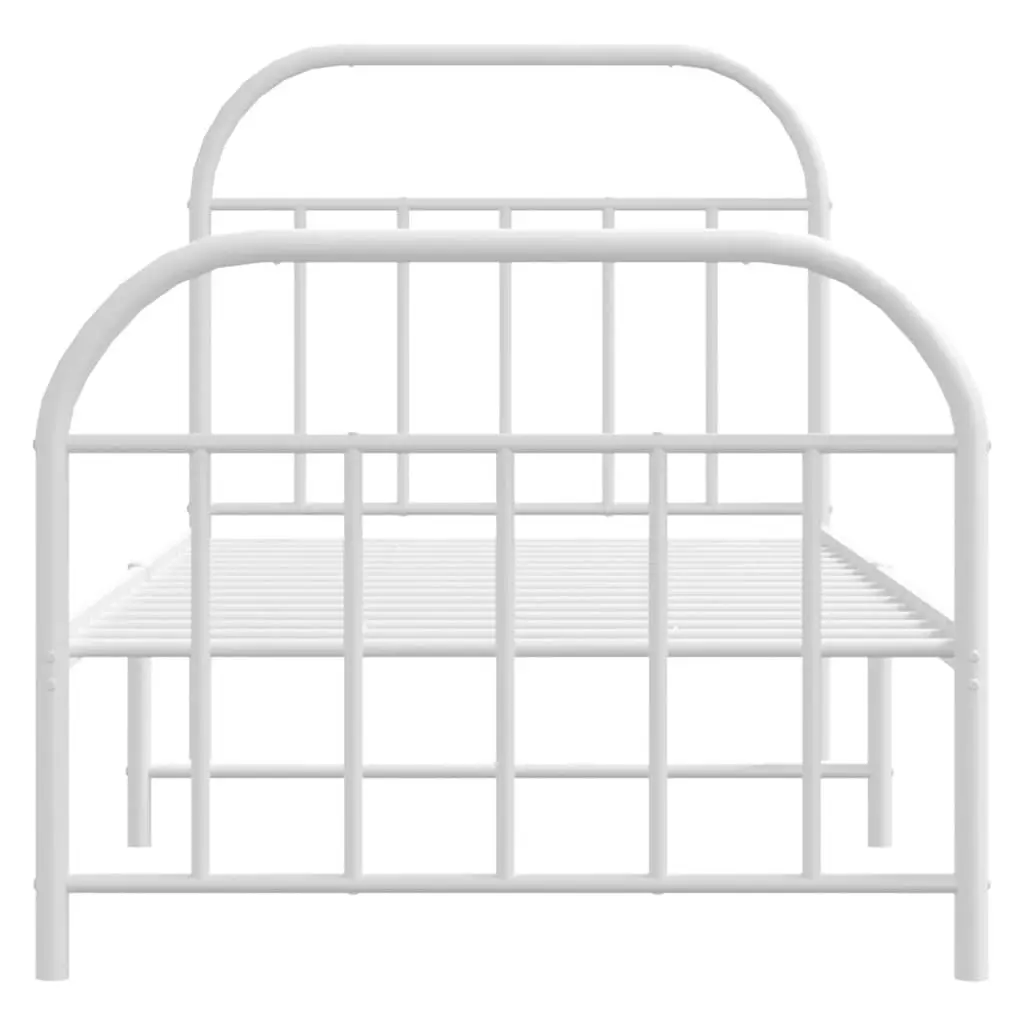 Metal Bed Frame with Headboard and Footboard White 92x187 cm Single Size 353694