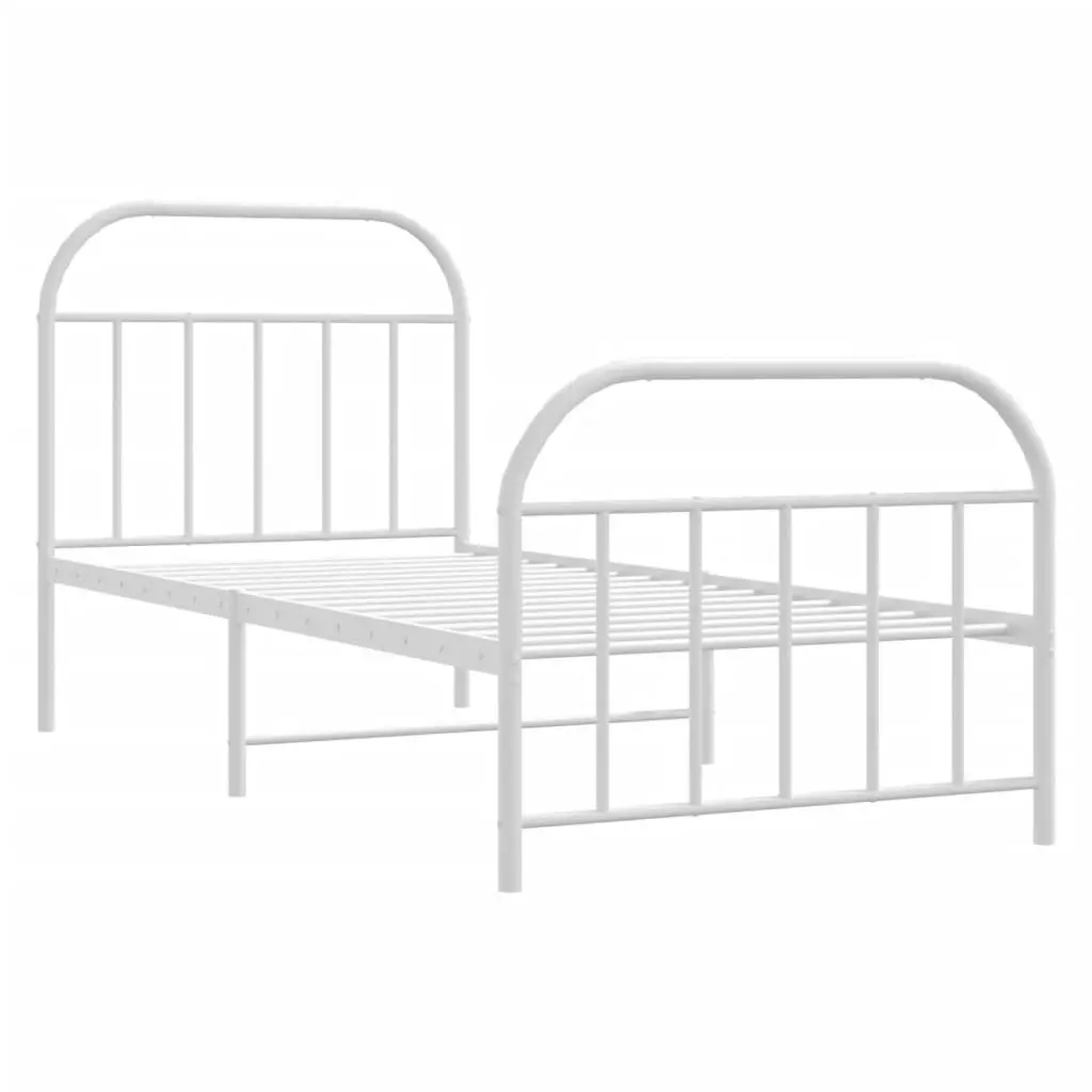 Metal Bed Frame with Headboard and Footboard White 92x187 cm Single Size 353694