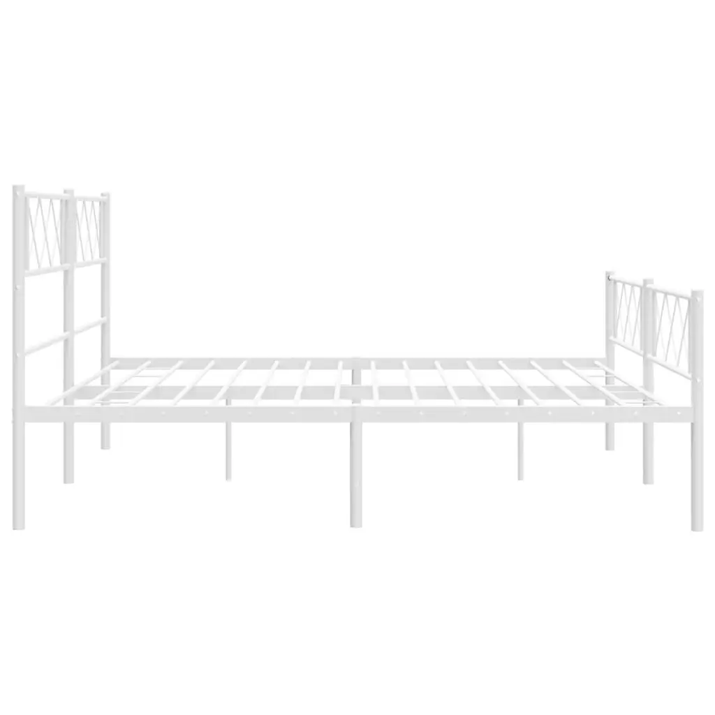 Metal Bed Frame with Headboard and Footboard White 183x203 cm King Size 372348