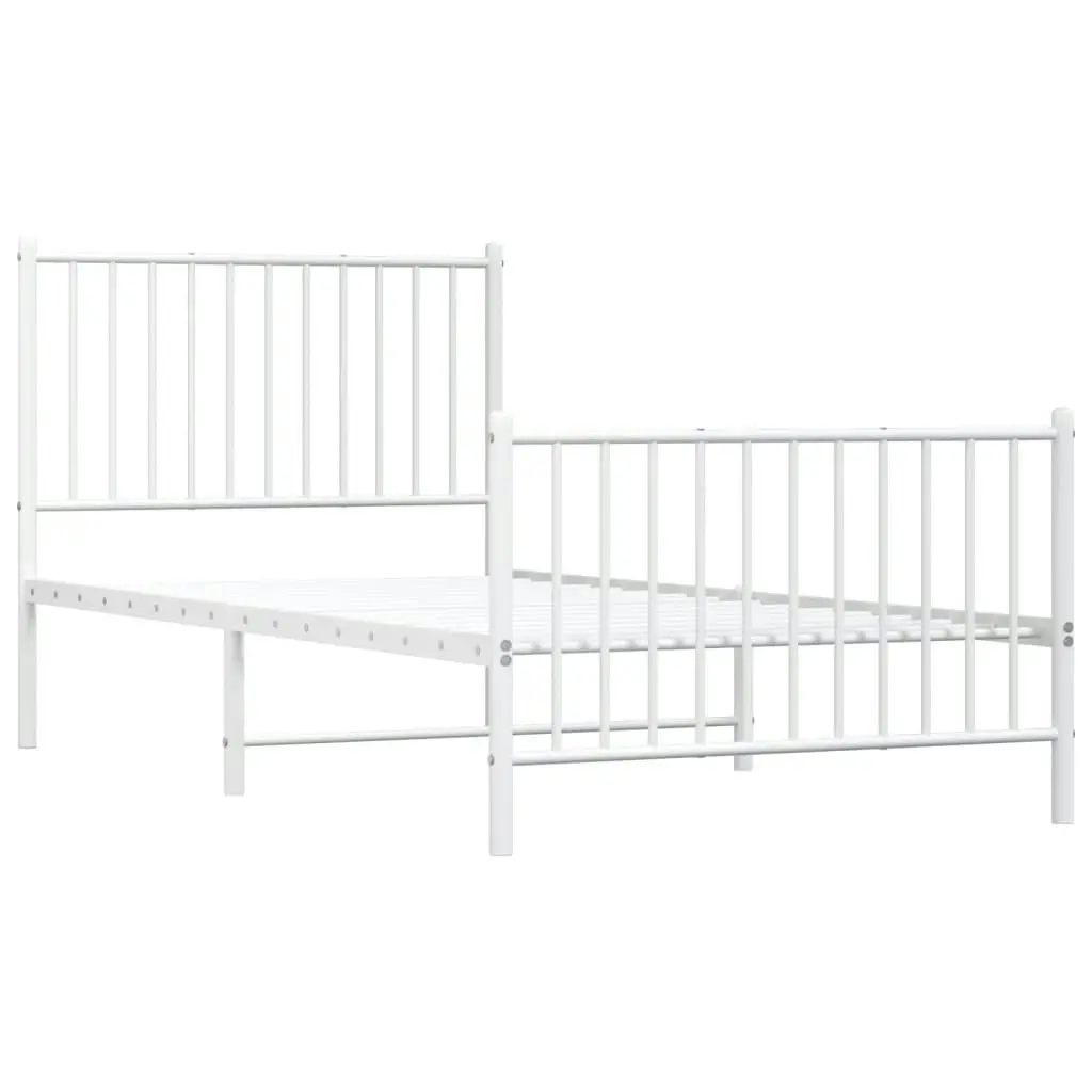 Metal Bed Frame with Headboard and Footboard White 92x187 cm Single Size 350941