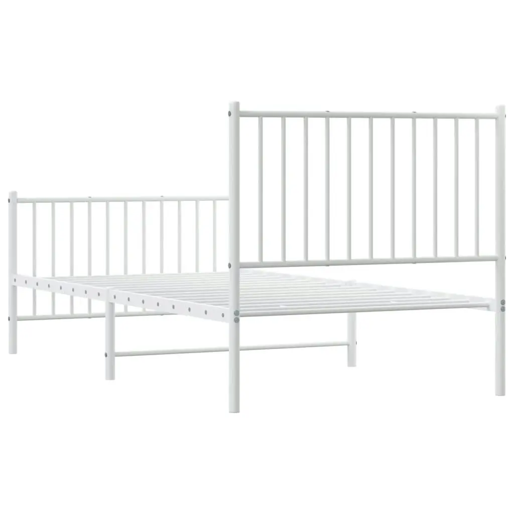 Metal Bed Frame with Headboard and Footboard White 92x187 cm Single Size 350941