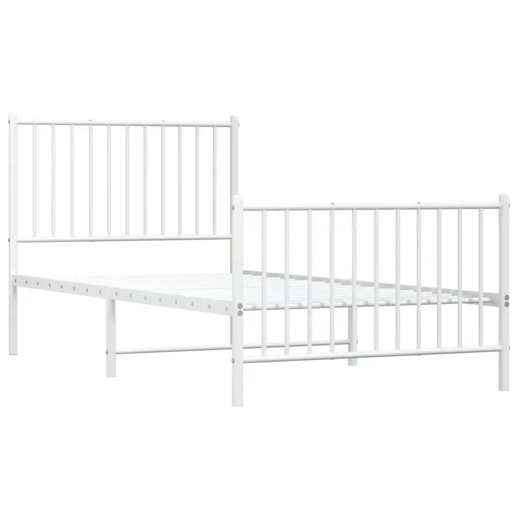 Metal Bed Frame with Headboard and Footboard White 92x187 cm Single Size 350941