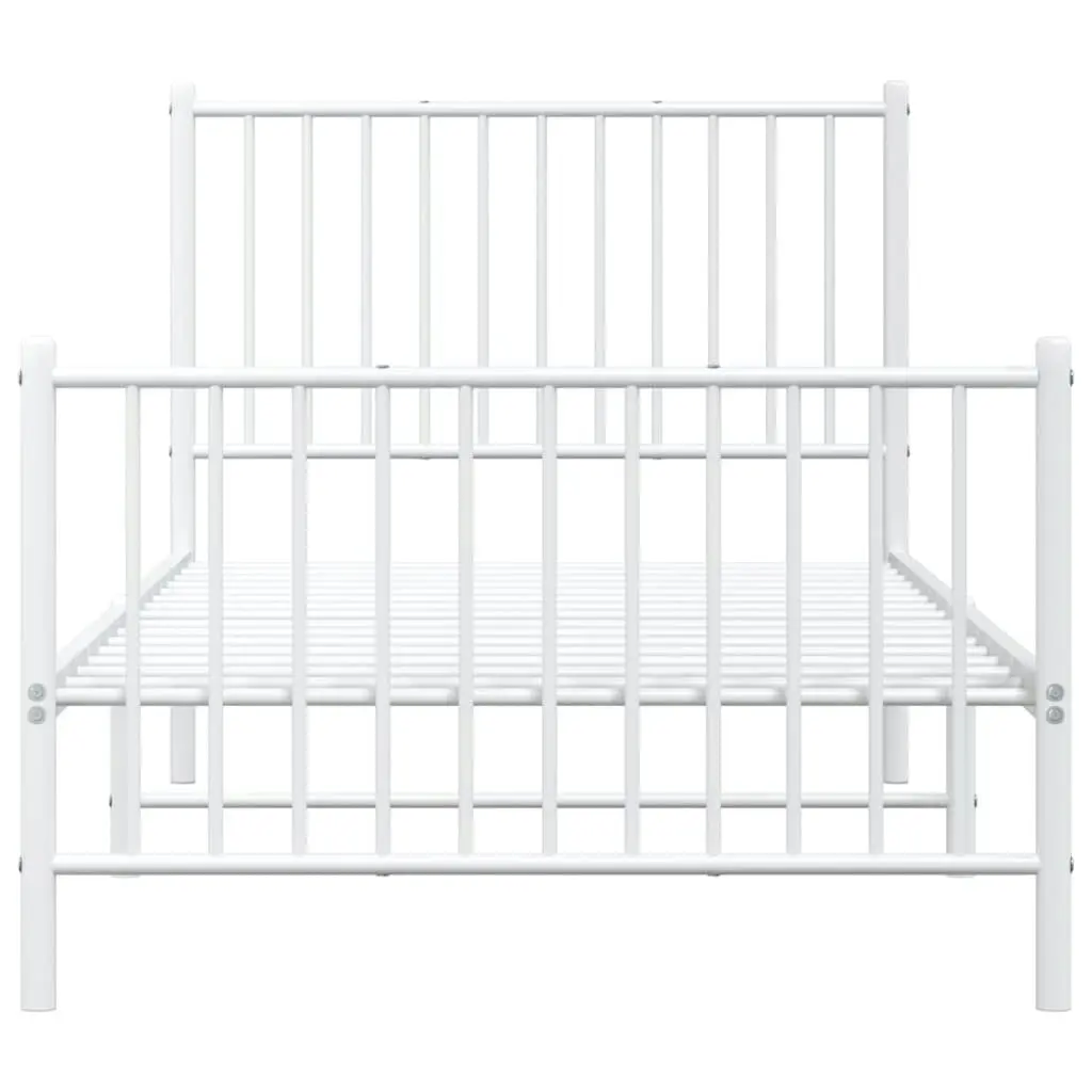 Metal Bed Frame with Headboard and Footboard White 92x187 cm Single Size 350941