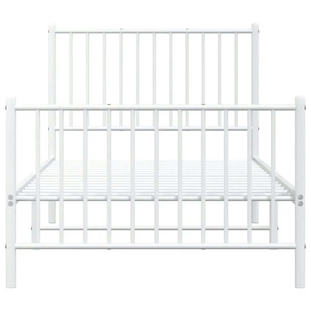 Metal Bed Frame with Headboard and Footboard White 92x187 cm Single Size 350941