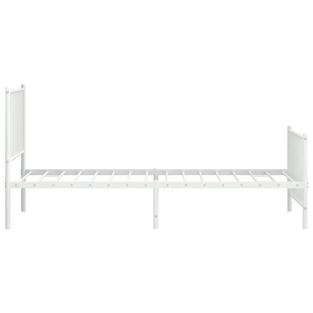 Metal Bed Frame with Headboard and Footboard White 92x187 cm Single Size 350941