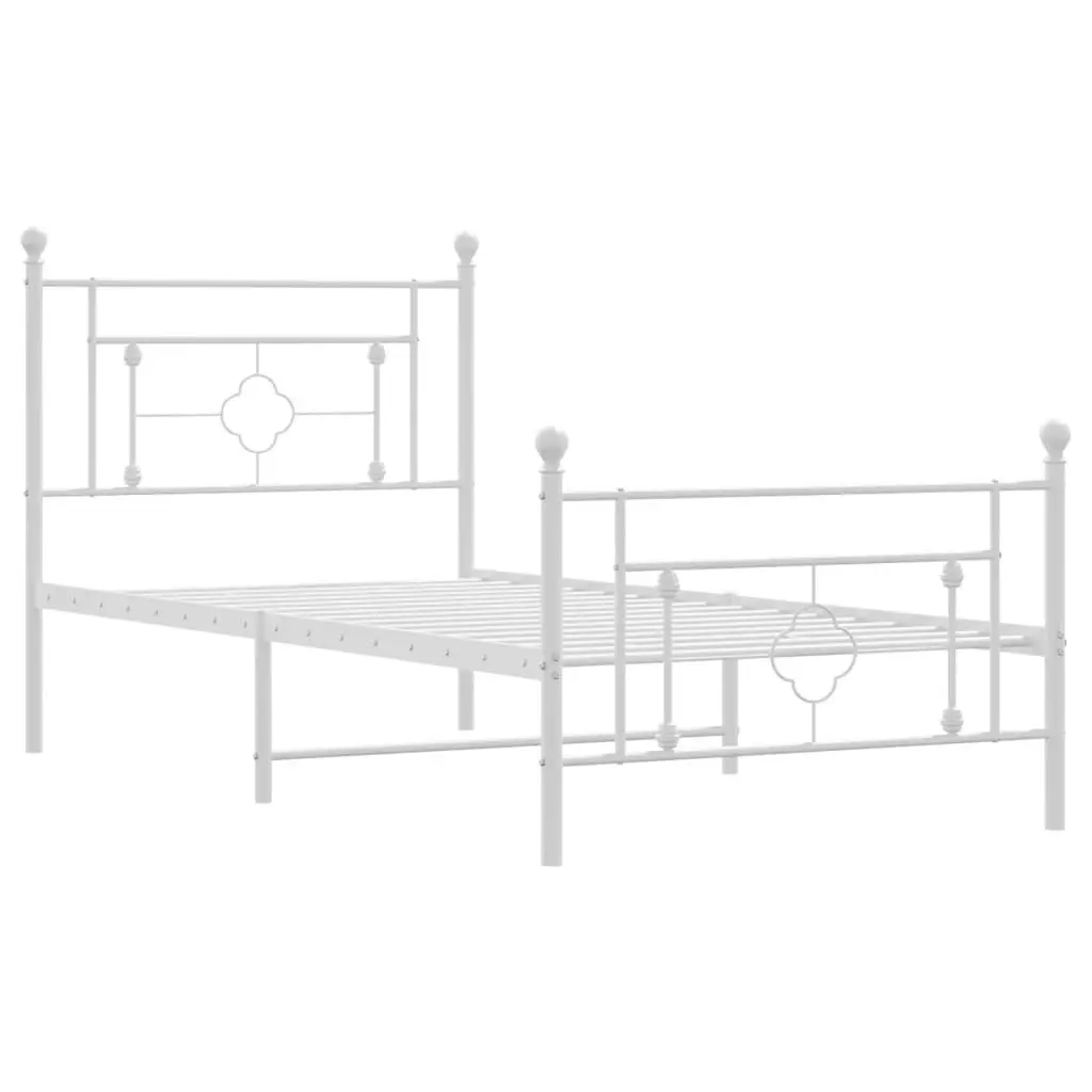 Metal Bed Frame with Headboard and Footboard White 90x190 cm 374398