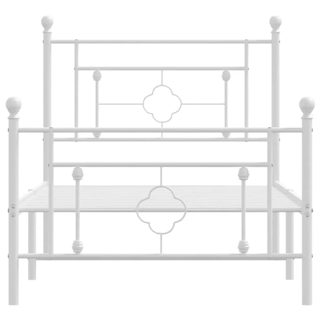 Metal Bed Frame with Headboard and Footboard White 90x190 cm 374398