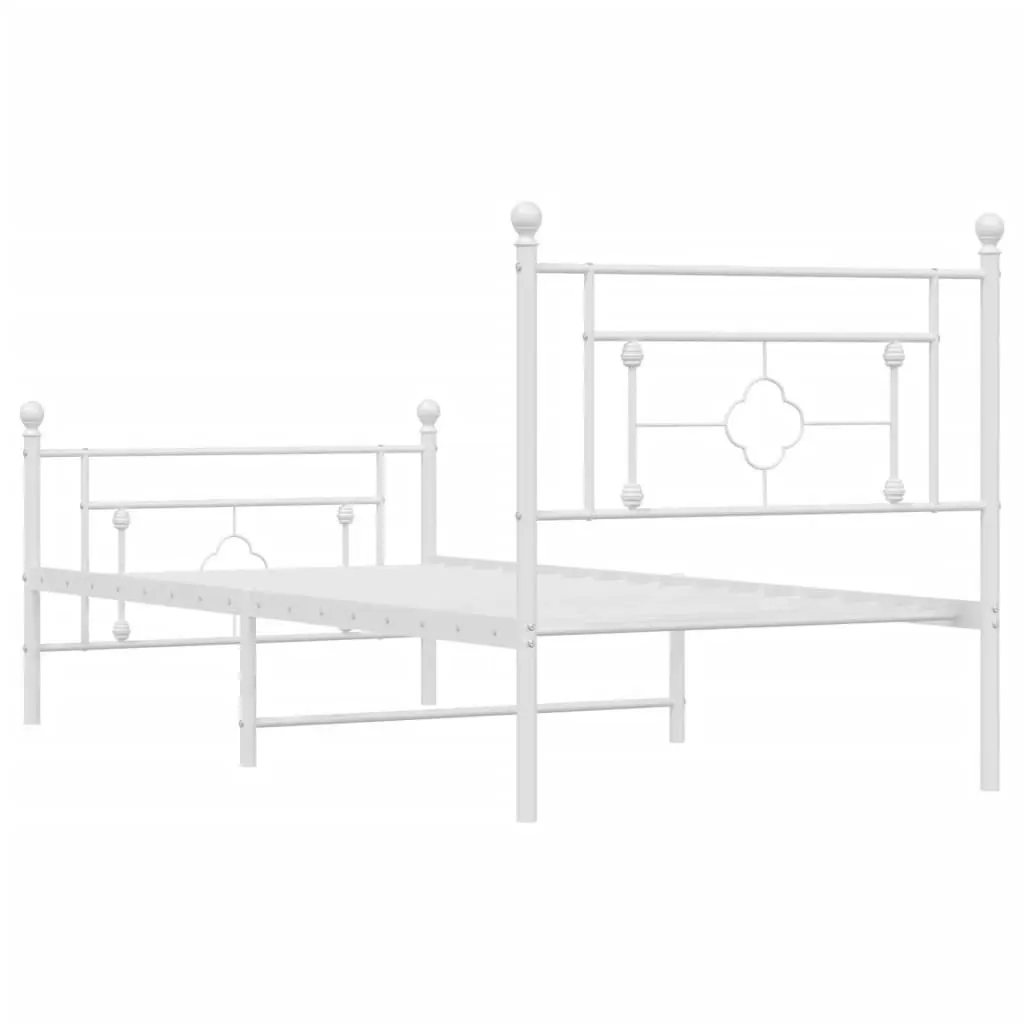 Metal Bed Frame with Headboard and Footboard White 90x190 cm 374398