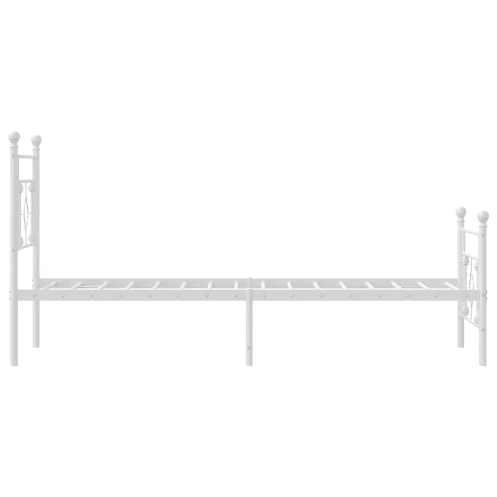 Metal Bed Frame with Headboard and Footboard White 90x190 cm 374398