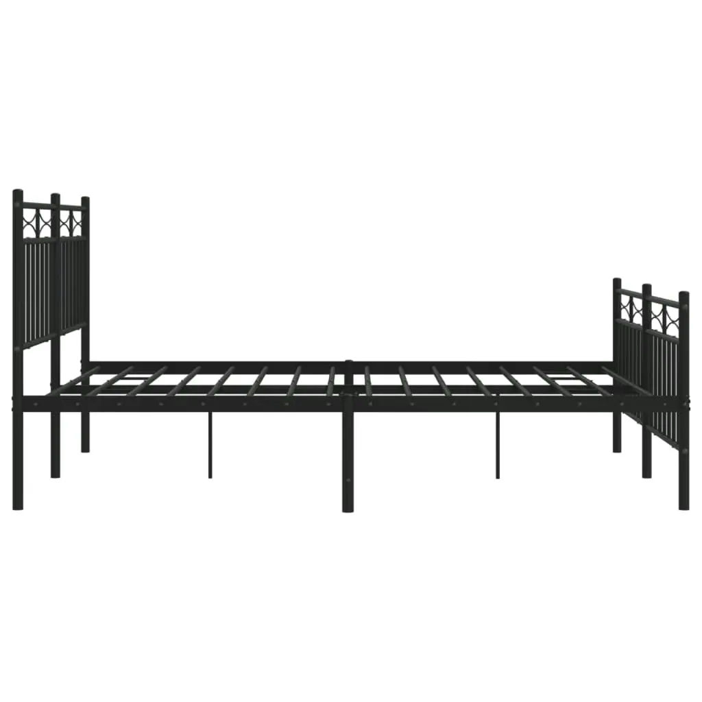 Metal Bed Frame with Headboard and FootboardÂ Black 135x190 cm 373708