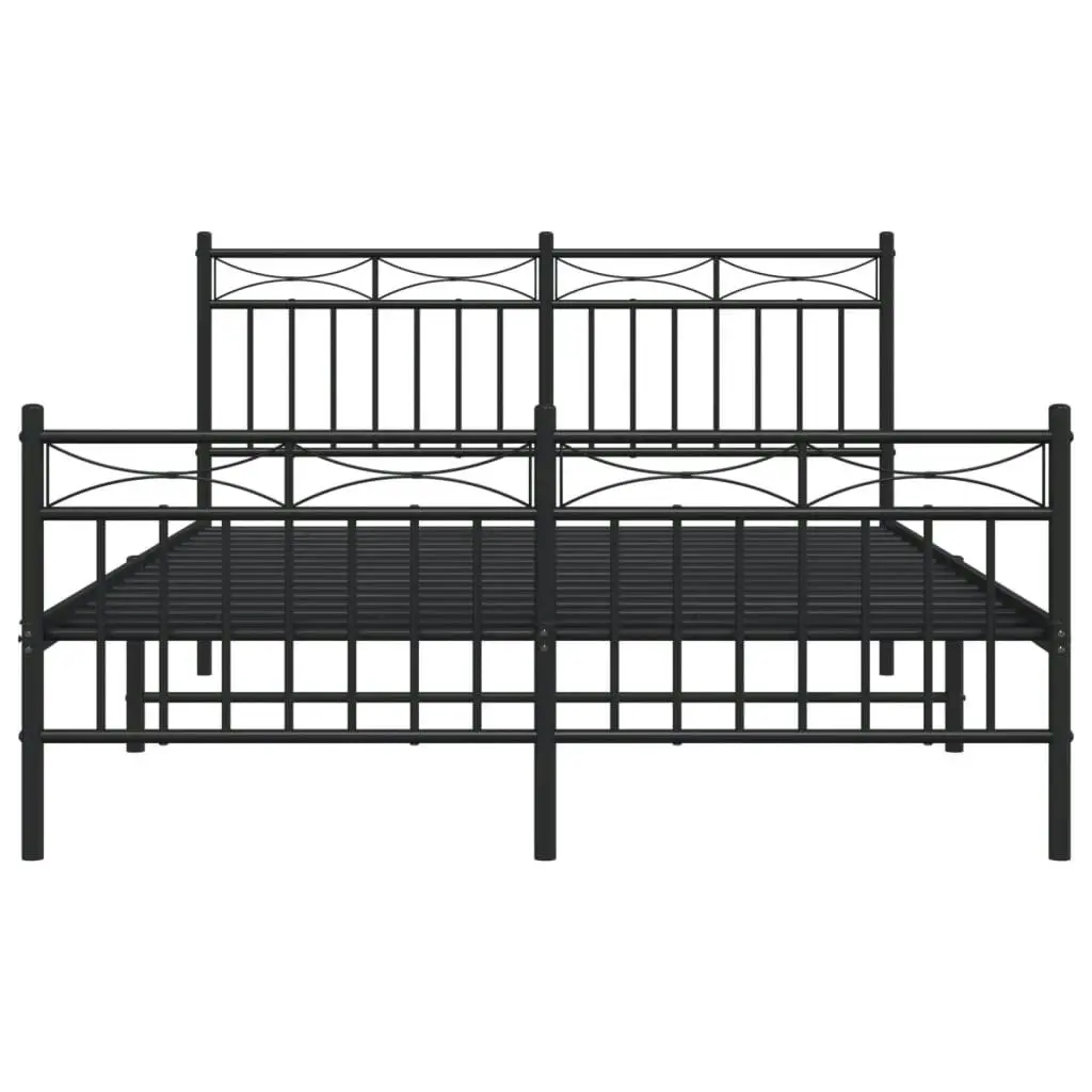 Metal Bed Frame with Headboard and FootboardÂ Black 135x190 cm 373708