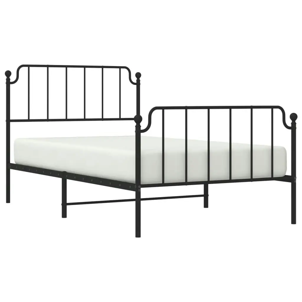 Metal Bed Frame with Headboard and FootboardÂ Black 107x203 cm 373901