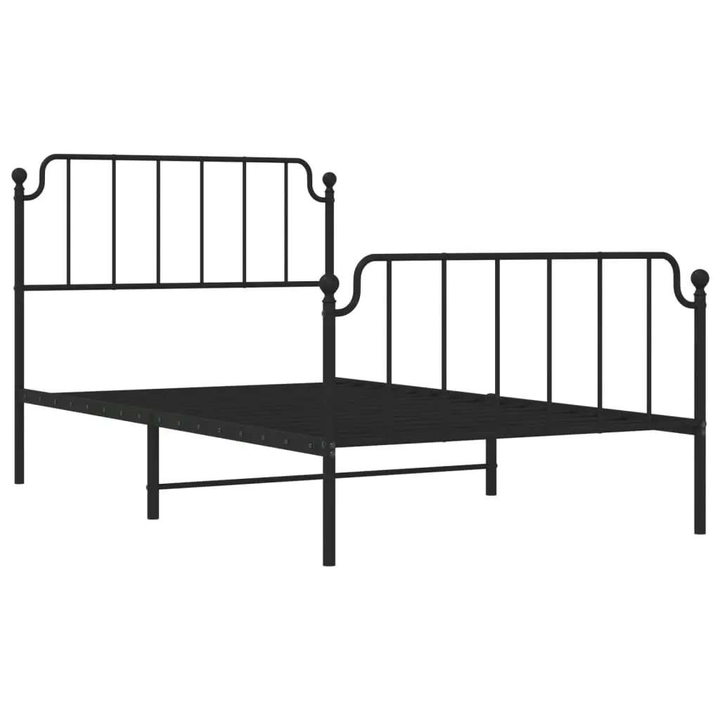 Metal Bed Frame with Headboard and FootboardÂ Black 107x203 cm 373901