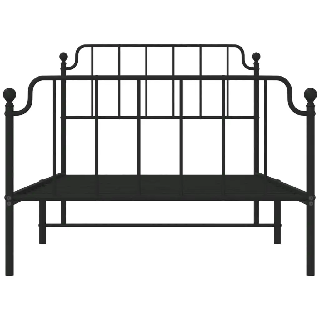 Metal Bed Frame with Headboard and FootboardÂ Black 107x203 cm 373901