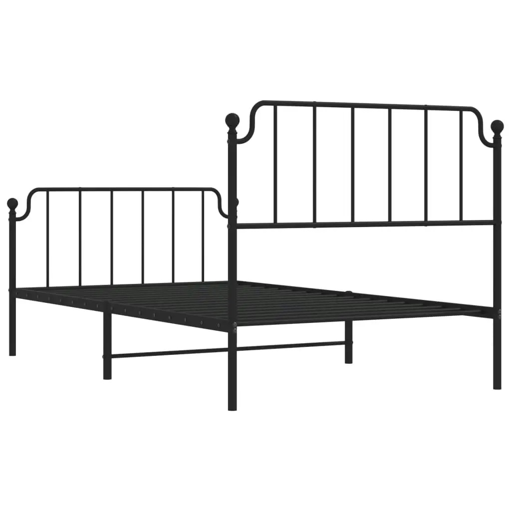 Metal Bed Frame with Headboard and FootboardÂ Black 107x203 cm 373901