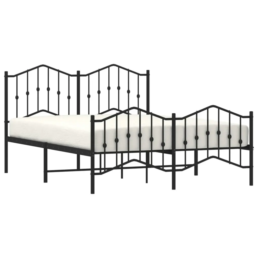 Metal Bed Frame with Headboard and FootboardÂ Black 135x190 cm 373806