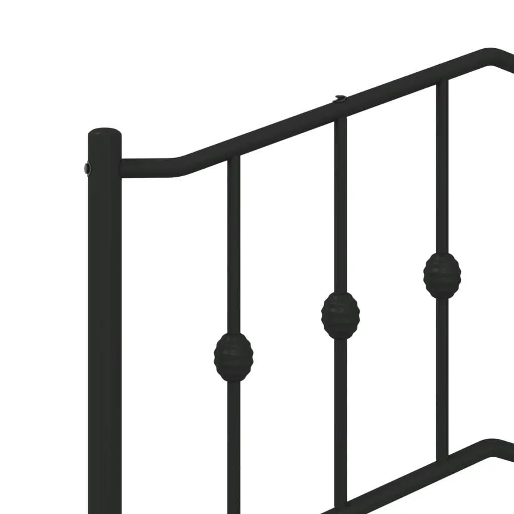 Metal Bed Frame with Headboard and FootboardÂ Black 135x190 cm 373806