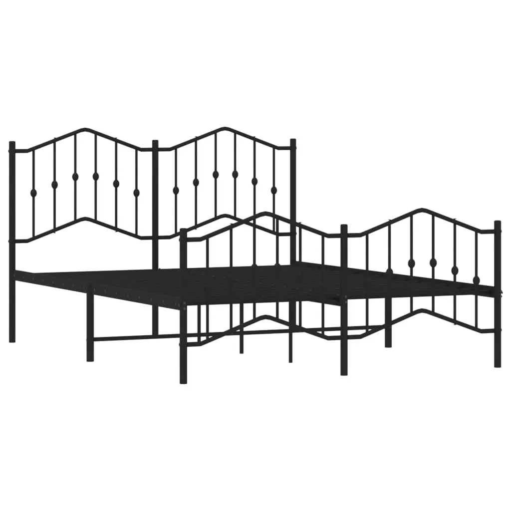 Metal Bed Frame with Headboard and FootboardÂ Black 135x190 cm 373806