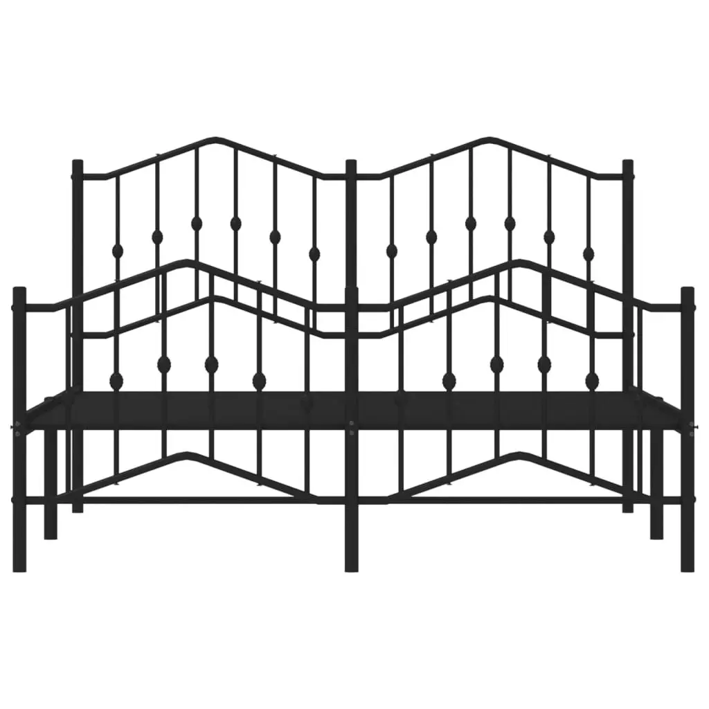 Metal Bed Frame with Headboard and FootboardÂ Black 135x190 cm 373806