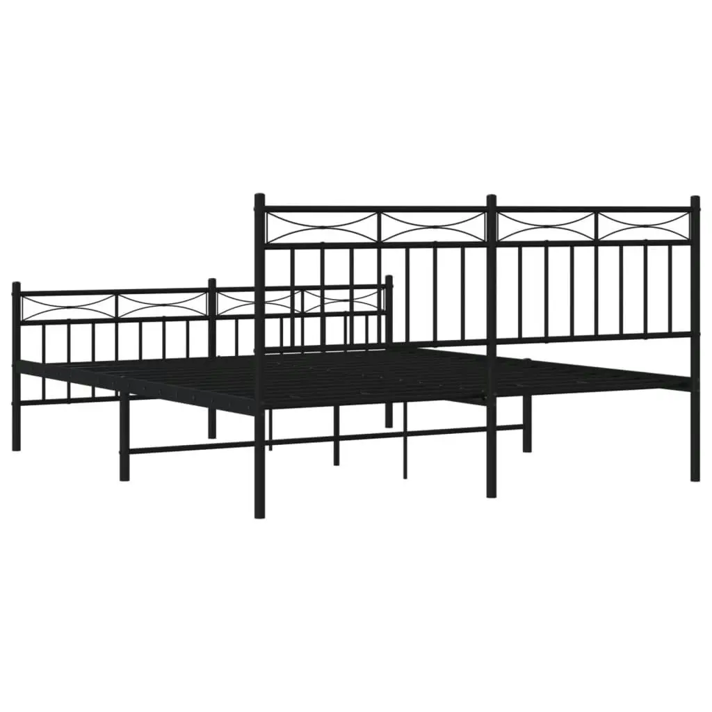 Metal Bed Frame with Headboard and FootboardÂ Black 150x200 cm 373711