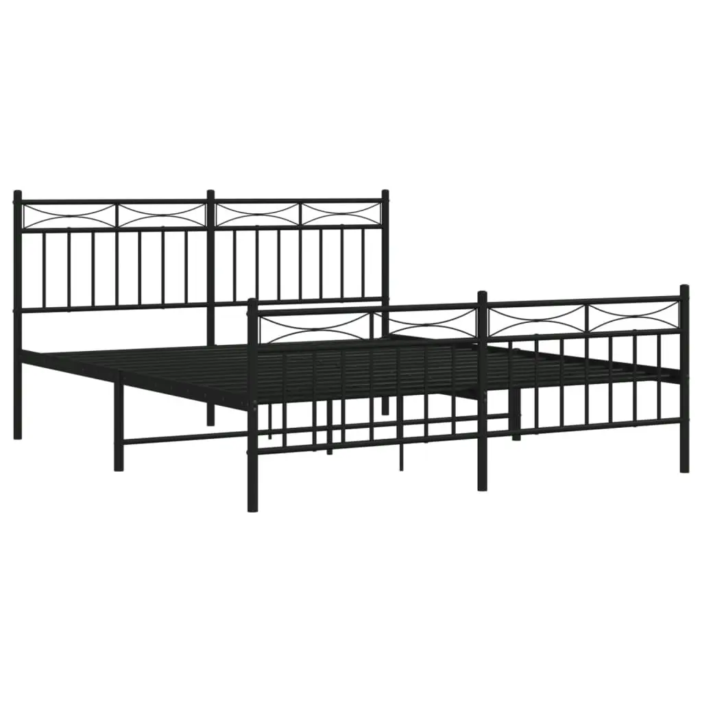 Metal Bed Frame with Headboard and FootboardÂ Black 150x200 cm 373711