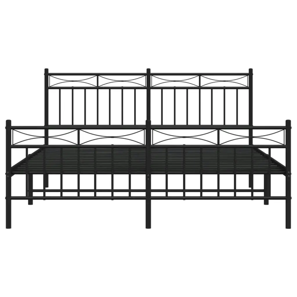 Metal Bed Frame with Headboard and FootboardÂ Black 150x200 cm 373711