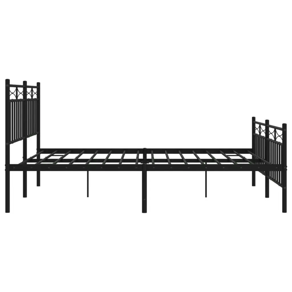 Metal Bed Frame with Headboard and FootboardÂ Black 150x200 cm 373711