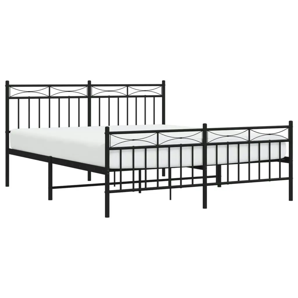 Metal Bed Frame with Headboard and FootboardÂ Black 150x200 cm 373711