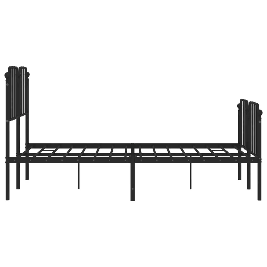 Metal Bed Frame with Headboard and FootboardÂ Black 135x190 cm 373904