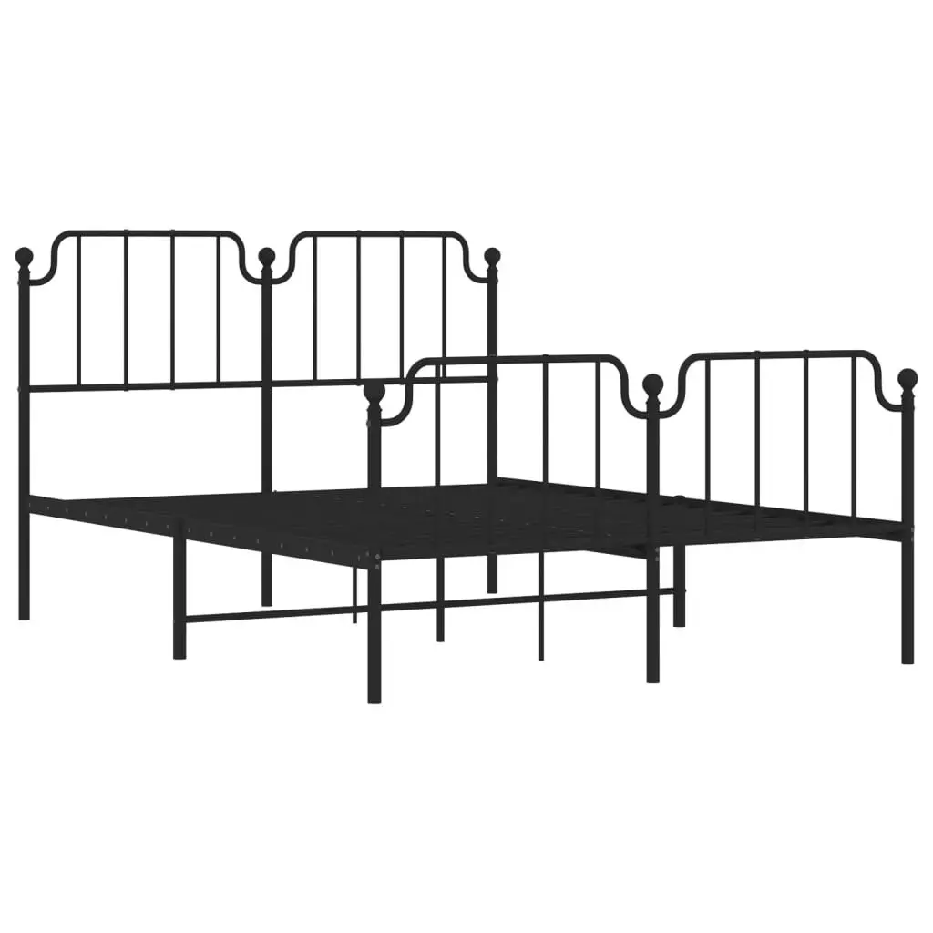 Metal Bed Frame with Headboard and FootboardÂ Black 135x190 cm 373904