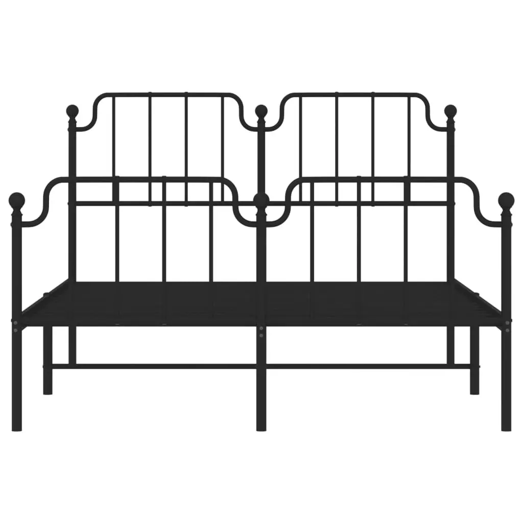 Metal Bed Frame with Headboard and FootboardÂ Black 135x190 cm 373904